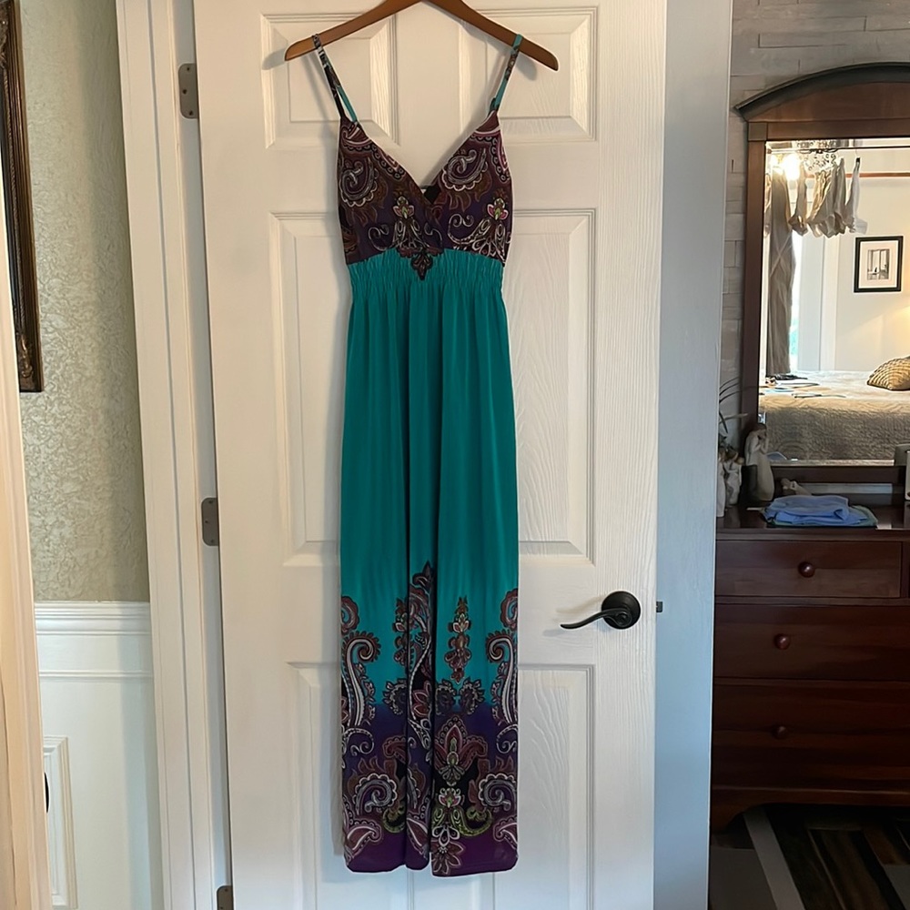 Body Central Maxi Dress Teal Small